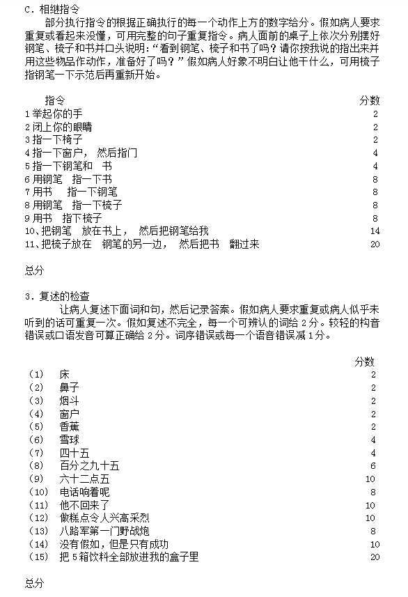 西方失语症评定（WAB法）3