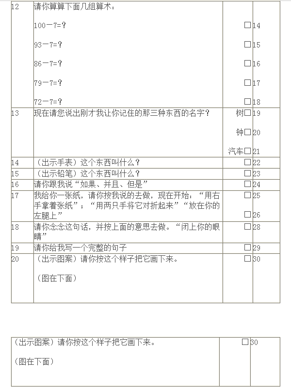 简易精神状态检查表2